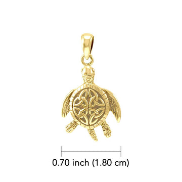 Celtic Sea Turtle 14K Yellow Gold Pendant GPD082 - Jewelry
